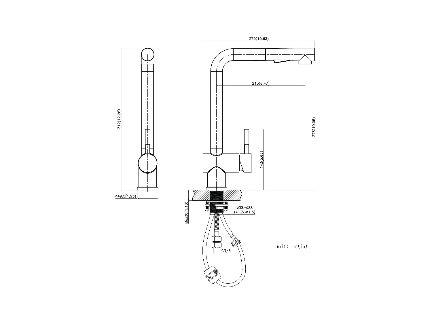 Cecipa max Evier 1 Bac Noir 40*45*19CM - Évier Inox 1 Cuve + Robinets Cuisine avec Douchette Extractible, Mitigeur d'évier 2 Modes de Pulvérisat