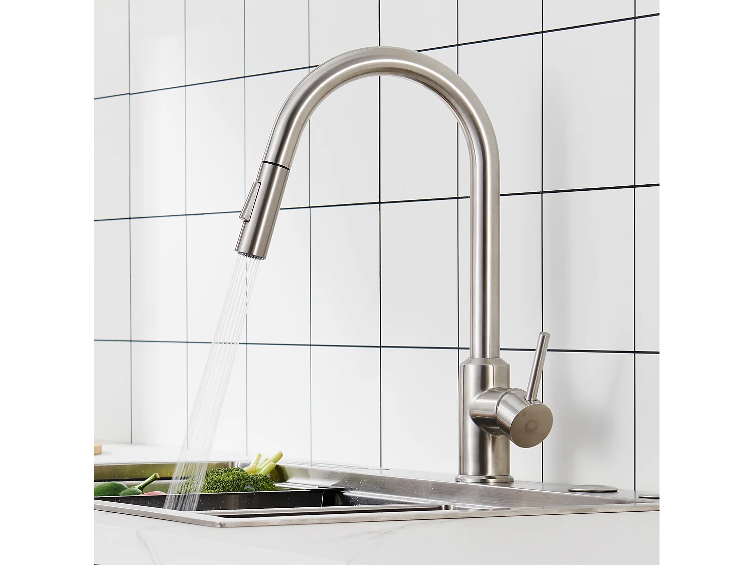 Cecipa max Évier Inox Encastré 40*44*19 cm - Évier 1 Bac Noir + Mitigeur de Cuisine avec Douchette Extractible Robinet avec 2 Modes de Sortie D'eau