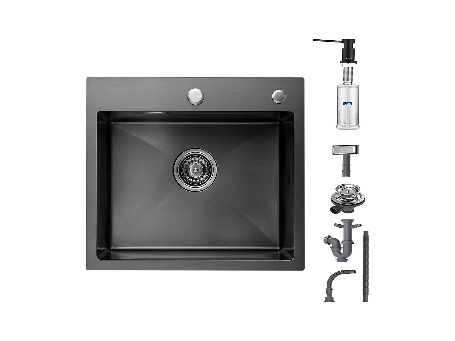 Cecipa max Aanrecht + Zeepdispenser - 1 Kom Aanrecht 50×45×18,5CM + Zeepdispenser