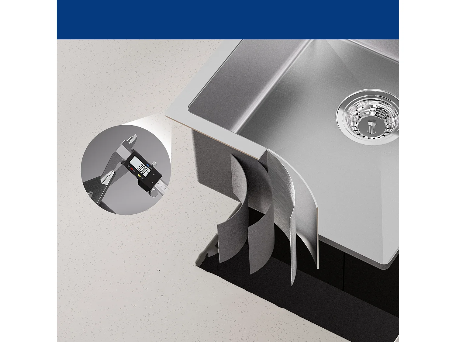 Cecipa max Évier Inox Encastré 40*44cm Évier de Cuisine 1 Bac Brossé + Mitigeur de Cuisine à Ressort Noir avec Douchette Extractible