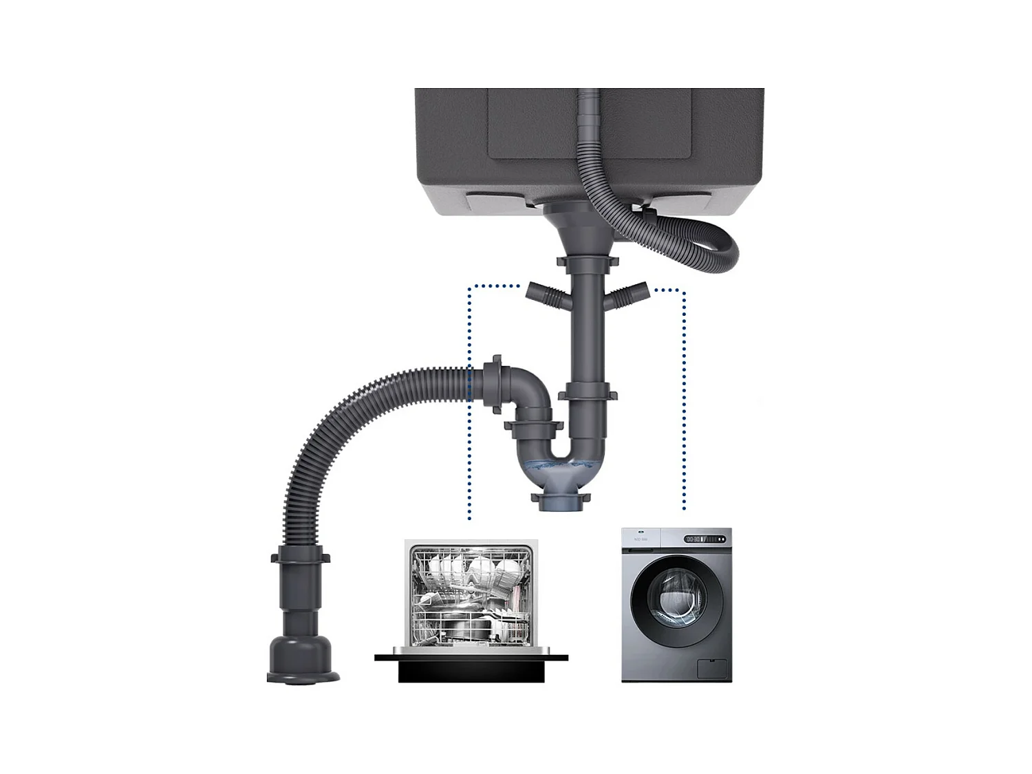 Évier 1 Bac en Acier Inoxydable Noir Évier Encastré 40*44cm + Mitigeur de Cuisine Avec Douchette Extractible, 2 Modes de Sortie D'eau, Brossé