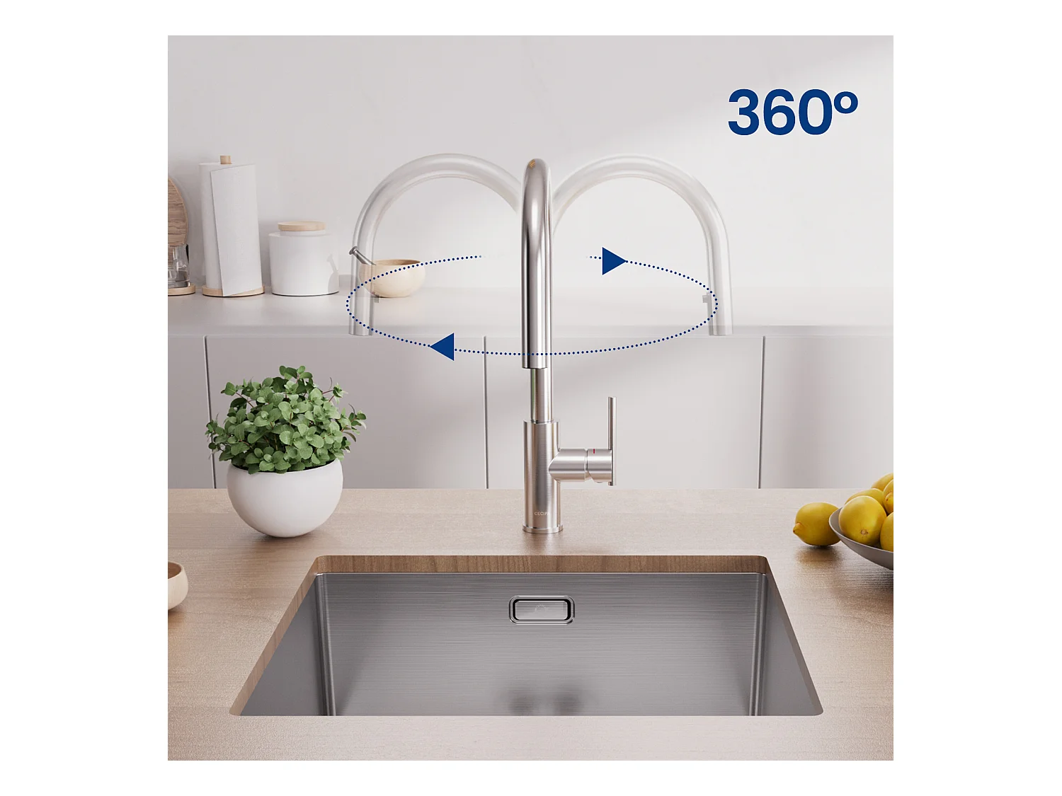 1 Becken Spüle 60×45cm Spüle aus gebürstetem Edelstahl mit Ablaufkorb + Küchenmischbatterie mit ausziehbarer Brause, 2 Wasserauslassmodi, gebürstet