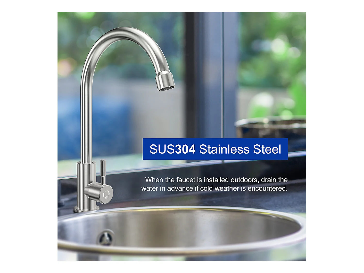 Évier Cuisine 1 Bac 60×45×18CM Évier Inox Brossé avec Panier de Drainage + Robinet de Cuisine à eau Froide,Brossé