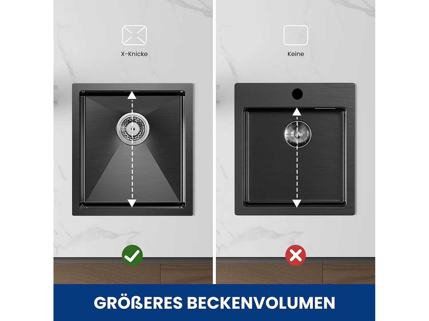 CECIPA MAX roestvrijstalen spoelbak 40*44*19 cm 1 spoelbak zwarte spoelbak + koud water keukenkraan, geborsteld
