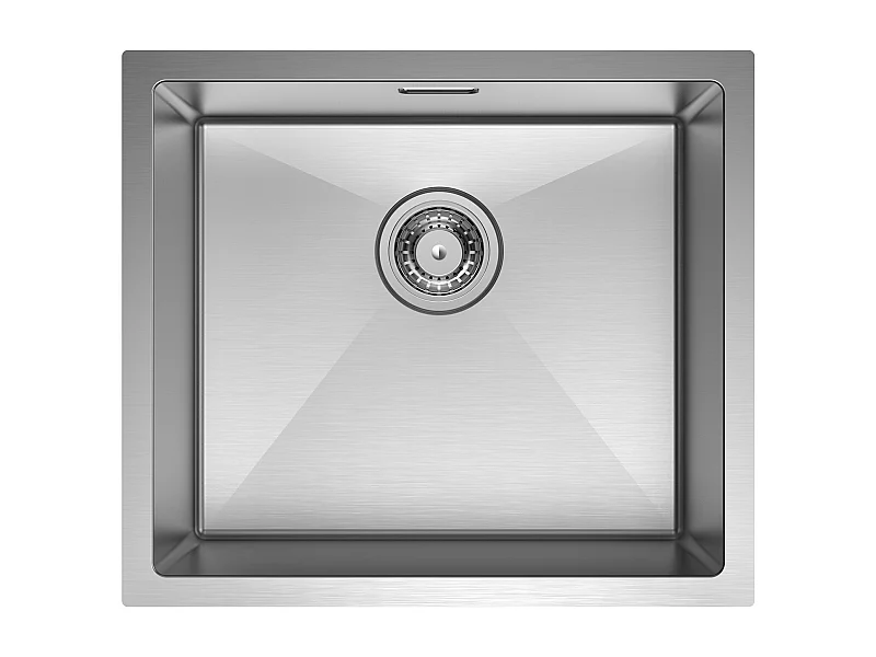 CECIPA MAX Lavello da Cucina 1 Vasca Lavello in Acciaio Inox Spazzolato 50*44CM + Miscelatore Lavello Girevole a 360° Spazzolato