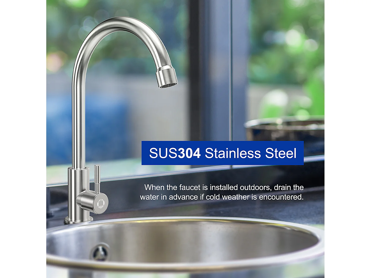 Évier 1 Bac 70×45CM Évier Inox Argent avec Egouttoir,Vasque, Distributeur de Savon + Robinet de Cuisine à eau Froide,Brossé