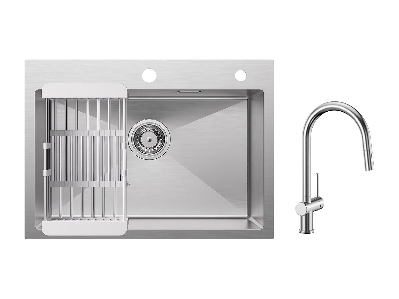 Cecipa MAX Keukenspoelbak 1 Kom 40x44x19 cm Geborsteld RVS Spoelbak Koudwater Keukenkraan
