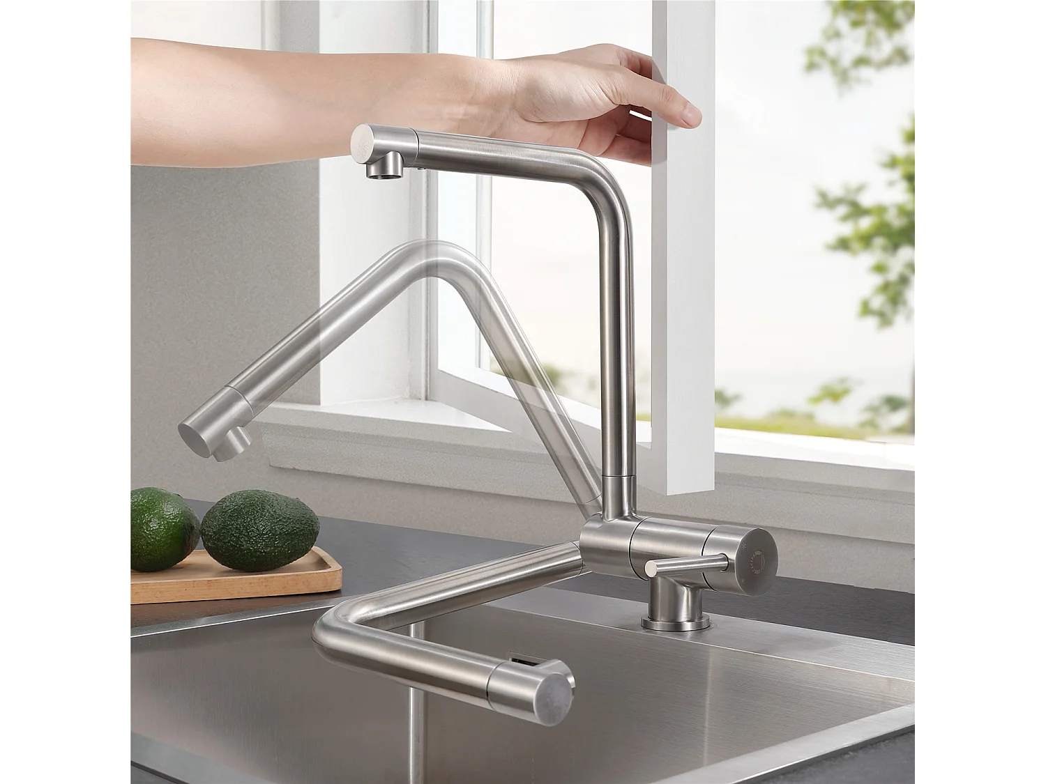 Évier Cuisine 1 Bac 70×44×21CM Évier Inox Noir avec Egouttoir et Vasque + Mitigeur de Cuisine Rabattable Brossé