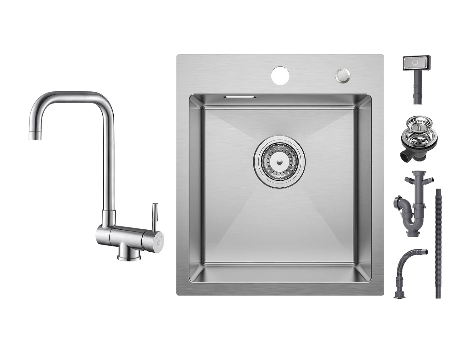 Cecipa max 1 Vasca Lavello 40×45 cm Lavello Inox Spazzolato 1 Vasca + Rubinetto Cucina Ribaltabile Miscelatore Lavello Inox Pieghevole Fronte Finestra Spazzolato