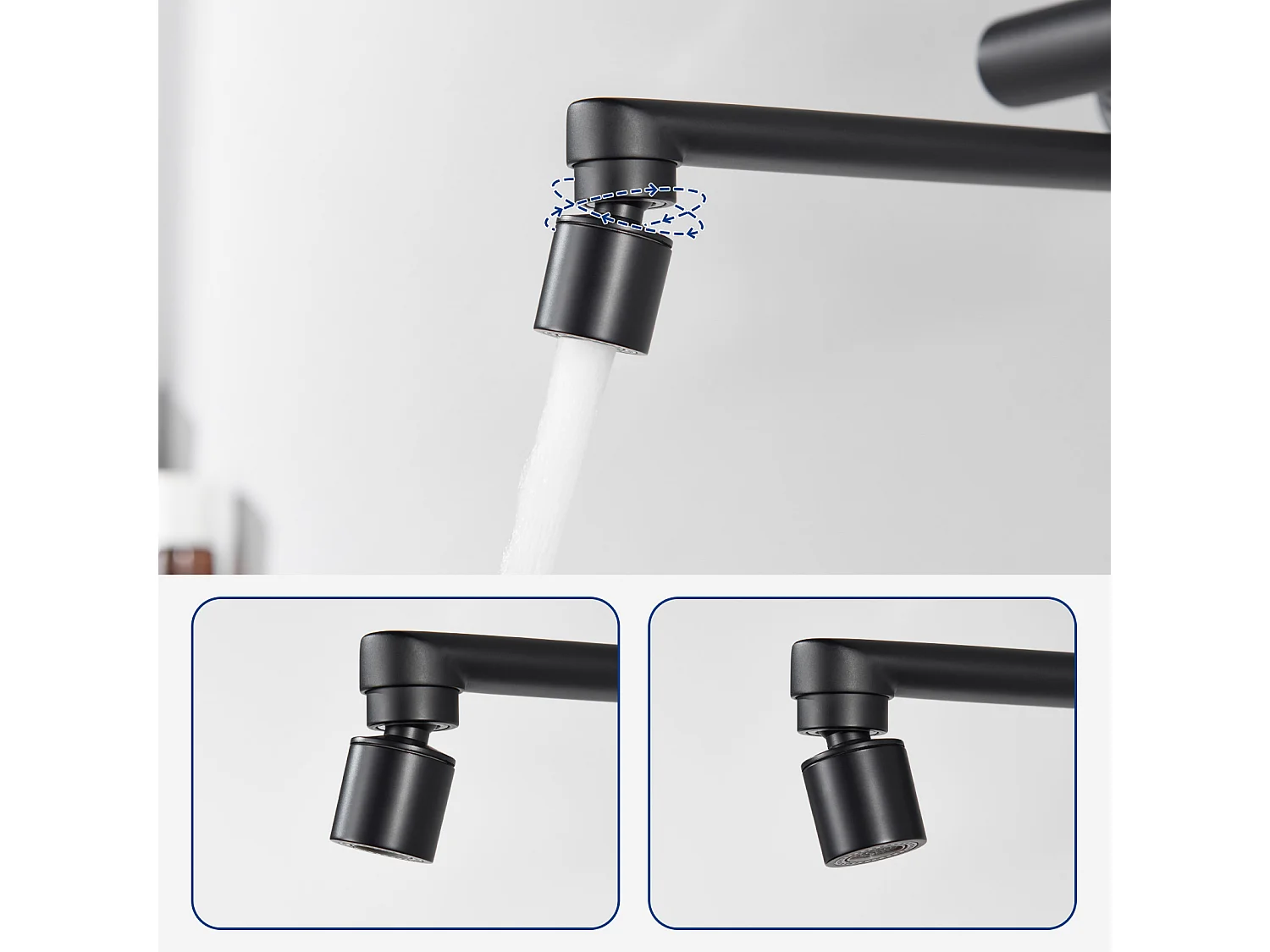 Cecipa MAX Évier Cuisine 1 Bac 50×45×18.5CM Évier Inox Noir + Mitigeur de Cuisine Mural avec 2 Jets Noir