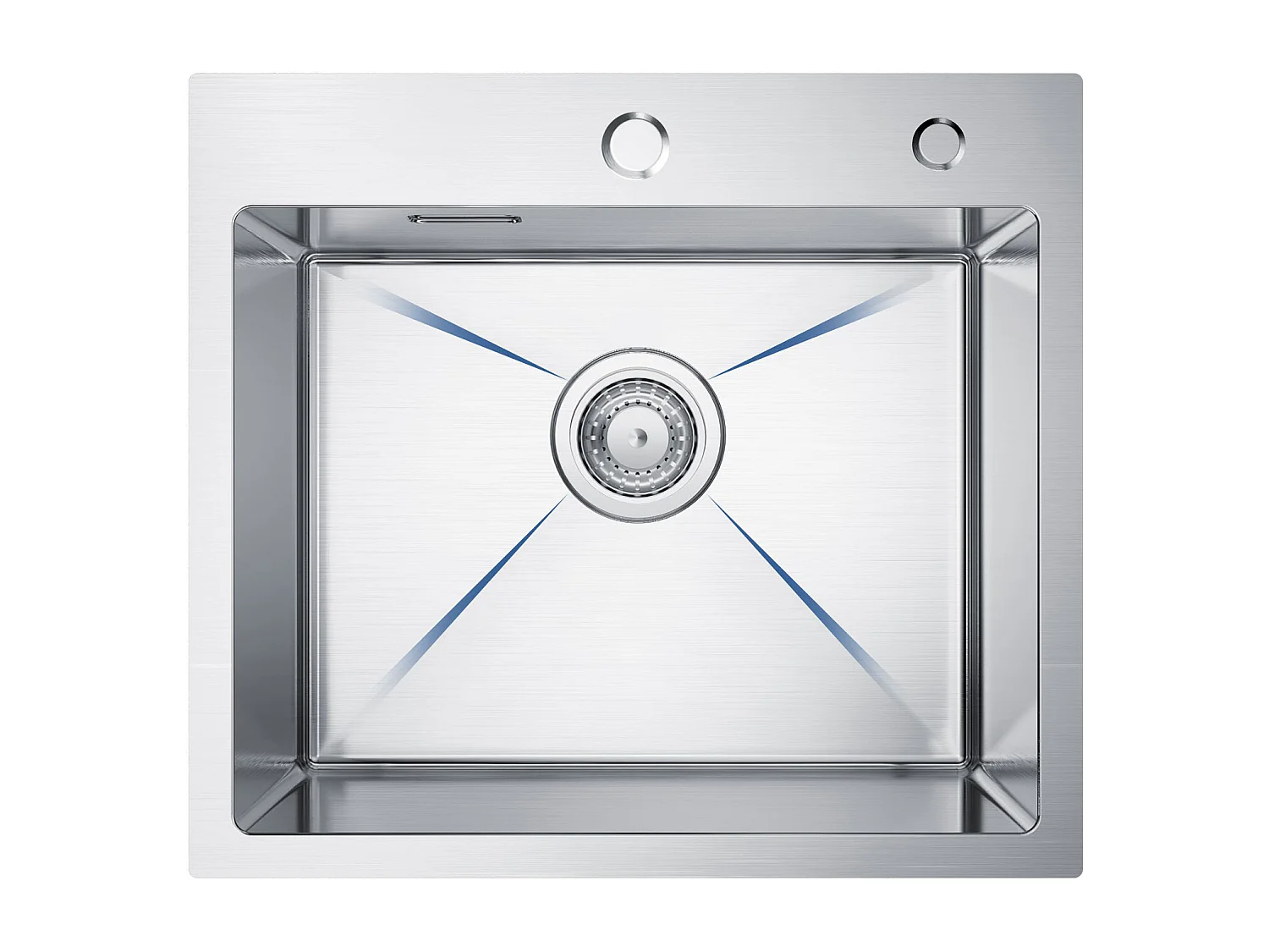 Lavello da cucina Cecipa max 2 in 1 Lavello da cucina quadrato in acciaio inox spazzolato 1 vasca 50*45*18,5 cm + rubinetto da cucina nero con doccetta estraibile