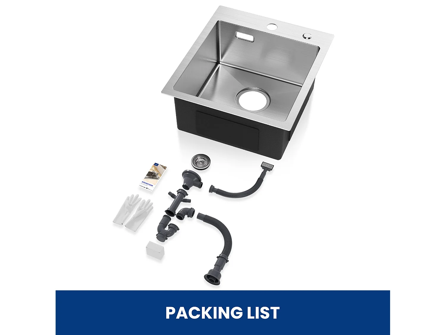 Cecipa MAX Évier Cuisine 1 Bac 40 × 45 cm Évier Inox + 300ML Distributeur de Savon de Cuisine Chromé