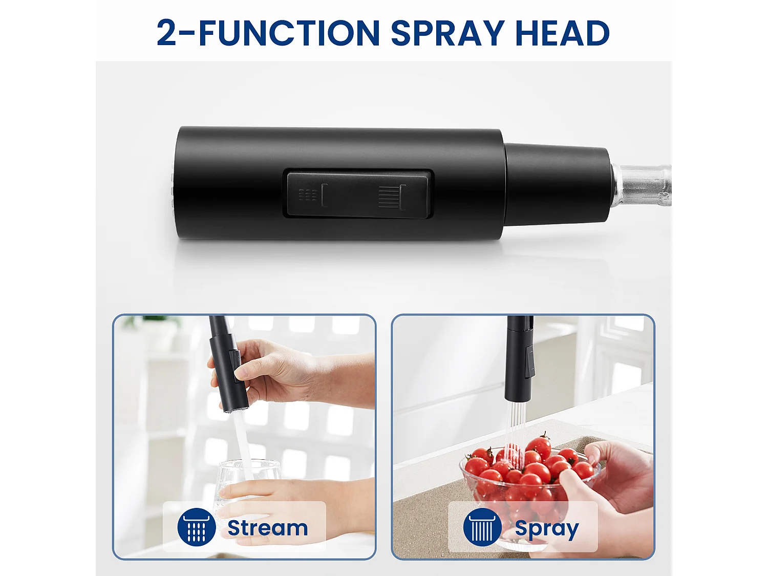 Cecipa max Noir Mitigeur de Cuisine à Ressort avec Douchette Extensible, Robinet de Evier Rotatif à 360°, Mitigeur Ressort avec 2 Fonctions,EU Modèle