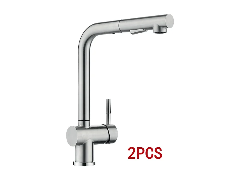 Cecipa max 2PCS Miscelatore da Cucina Spazzolato con Rubinetti da Cucina con Doccetta Estraibile 2 Modalità di Getto in Acciaio Inossidabile, Modello UE