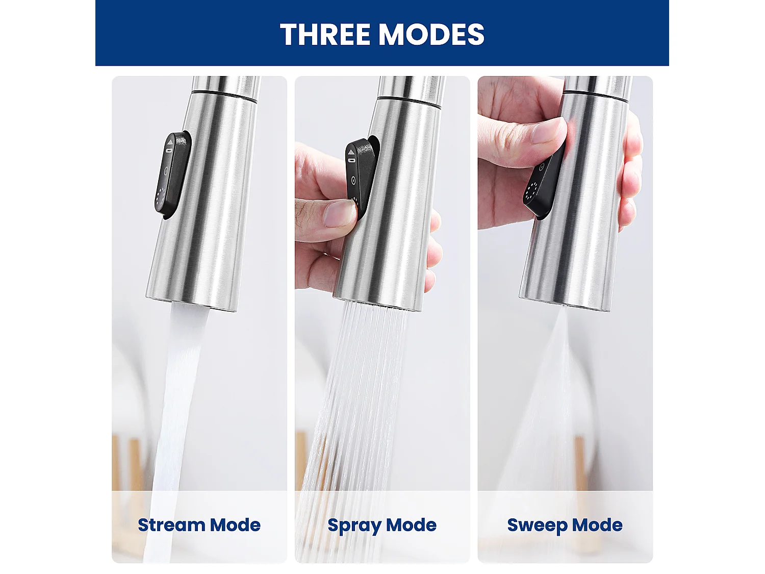 Mitigeur de Cuisine Brossé avec 3 Modes Jets Eau, Cecipa max Robinet Evier Haute Qualité 360 Rotatif, Mitigeur avec Douchette Extractible,EU Modèle