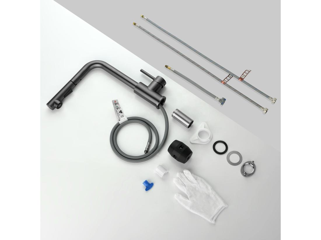 vente unique Cecipa max Mitigeur Cuisine avec Douchette Extractible Robinet Cuisine avec 2 Types de Jets Mitigeur Évier en Acier Inoxydable Gris Noir EU Modèle