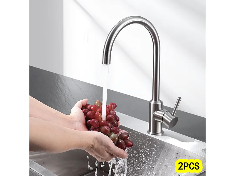 Cecipa max 2PCS Robinet de Cuisine Mitigeur de Cuisine Rotatif à 360°Mitigeur Évier à Eau Froide et Chaude avec Barboteur démotable, Brossé,EU Modèle