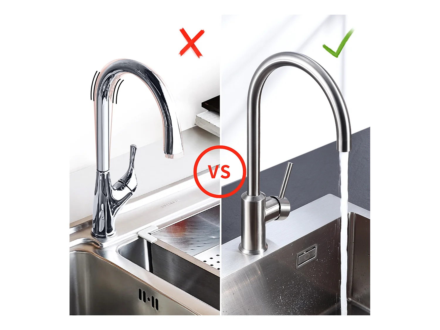 Cecipa max 2PCS Küchenarmatur 360° Drehbar Küchenarmatur Kalt- und Warmwasser Spültischarmatur mit Abnehmbarem Sprudelwasserhahn, Gebürstet, EU-Modell