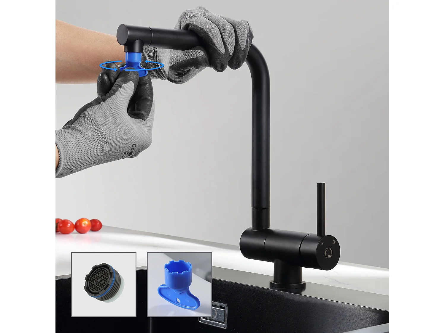 Cecipa max Robinet de Cuisine Rabattable, Mitigeur Evier Pliable en Acier Inoxydable devant Fenêtre, Robinet Évier Pivotant à 360º - Noir,EU Modèle