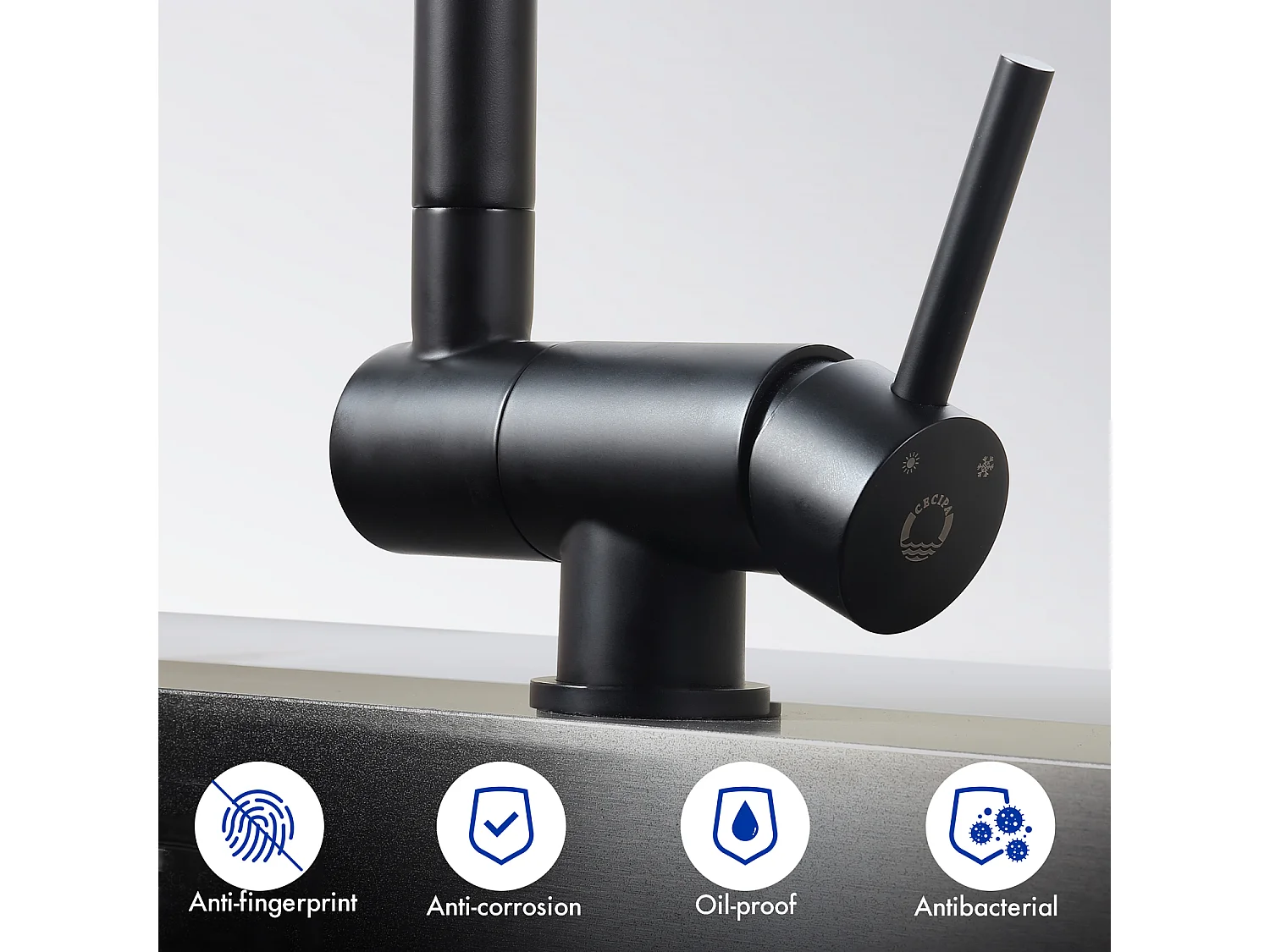 Cecipa max Robinet de Cuisine Rabattable, Mitigeur Evier Pliable en Acier Inoxydable devant Fenêtre, Robinet Évier Pivotant à 360º - Noir,EU Modèle