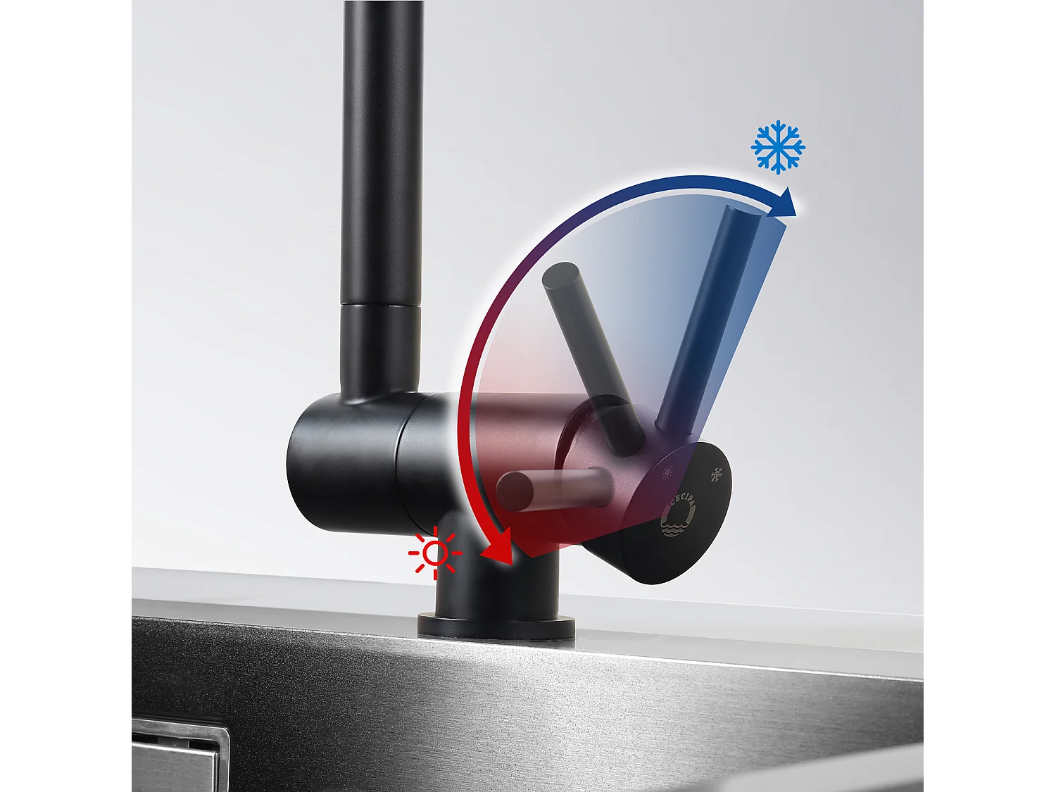 Cecipa max Robinet de Cuisine Rabattable, Mitigeur Evier Pliable en Acier Inoxydable devant Fenêtre, Robinet Évier Pivotant à 360º - Noir,EU Modèle