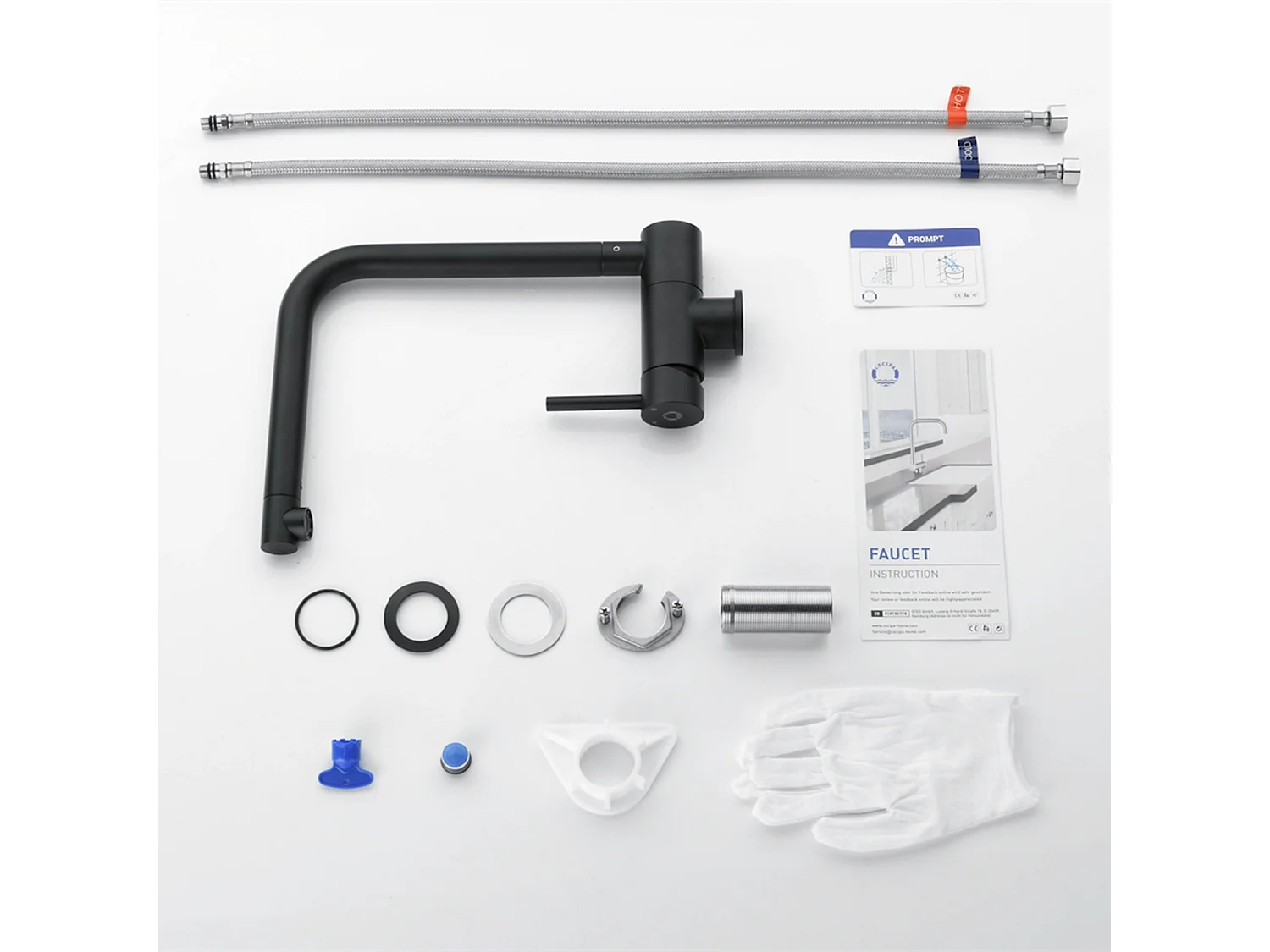 Cecipa max Robinet de Cuisine Rabattable, Mitigeur Evier Pliable en Acier Inoxydable devant Fenêtre, Robinet Évier Pivotant à 360º - Noir,EU Modèle