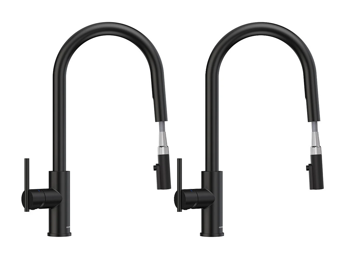 2PCS CECIPA MAX Mitigeur Cuisine avec Douchette Extractible Robinet Cuisine 360 Rotatif avec 2 Jets aux Choix Robinetterie Noir Haute Qualité