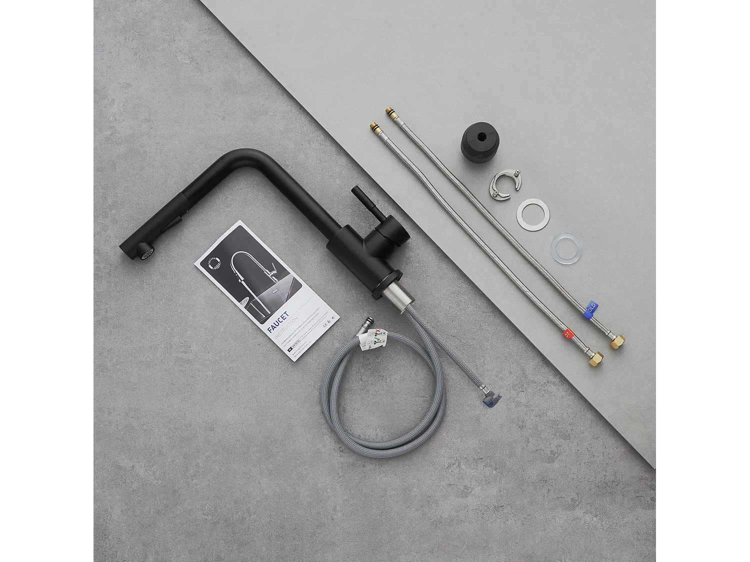 Cecipa max Mitigeur de Cuisine Robinet Cuisine avec Douchette Robinet d'évier Extractible à 2 Jets Mitigeur Evier Acier Inox (Noir),EU Modèle