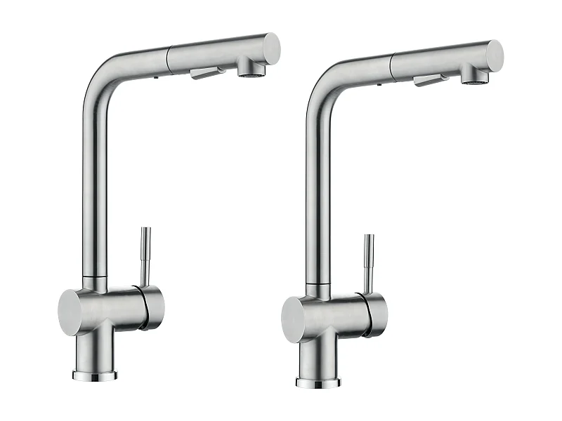 Rubinetto da cucina estraibile Cecipa max 2 pezzi - Miscelatore per lavello 2 modalità di spruzzo - Girevole a 360° - Spazzolato, Modello UE