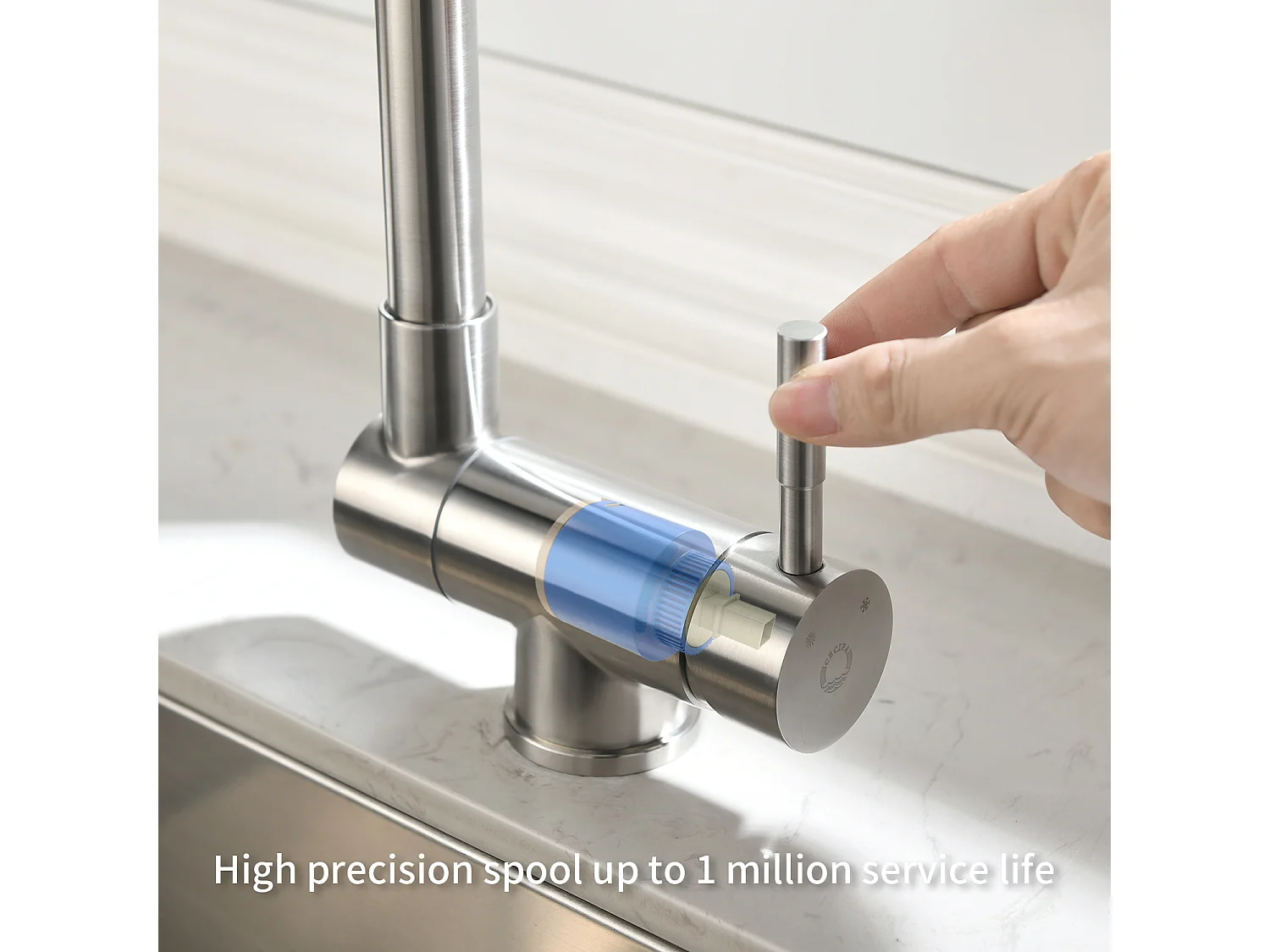 Cecipa max Robinet de Cuisine Rabattable 2 Jets aux Choix, Mitigeur Evier Repliable en Inox devant Fenêtre, Robinet Évier Pivotant à 360º,EU Modèle