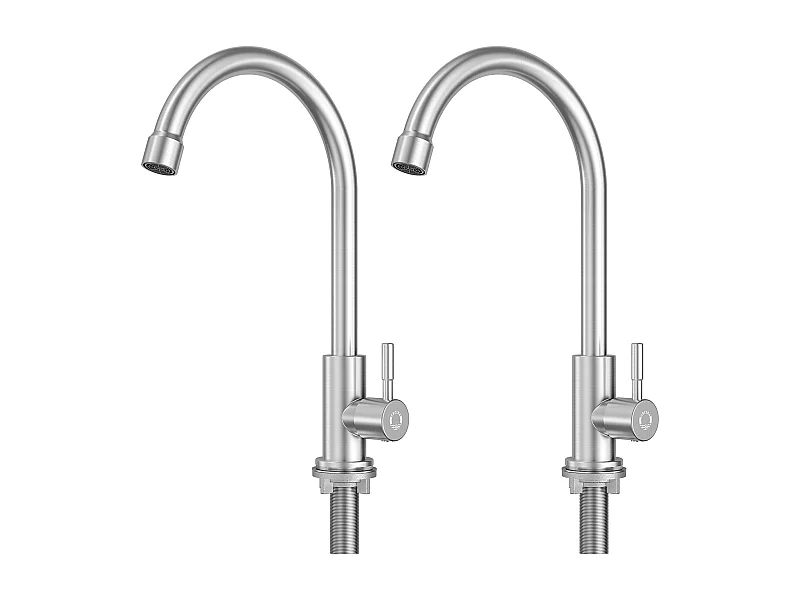 Rubinetto da cucina Cecipa max 2 pezzi - Rubinetto per lavello da cucina con acqua fredda - Acciaio inossidabile spazzolato, Modello UE