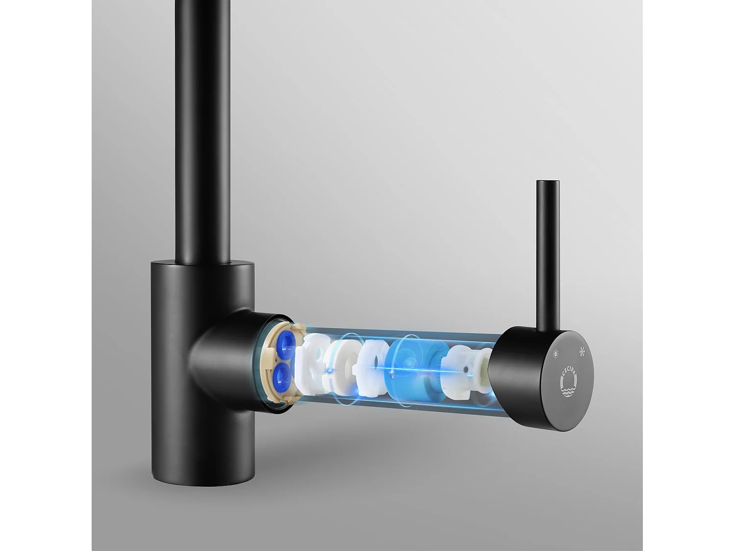 Cecipa max Robinet de Cuisine Pivotant à 360° Mitigeur Evier avec Mousseur Démontable Robinet évier Cuisine Eau Froide et Chaude NOIR,EU Modèle