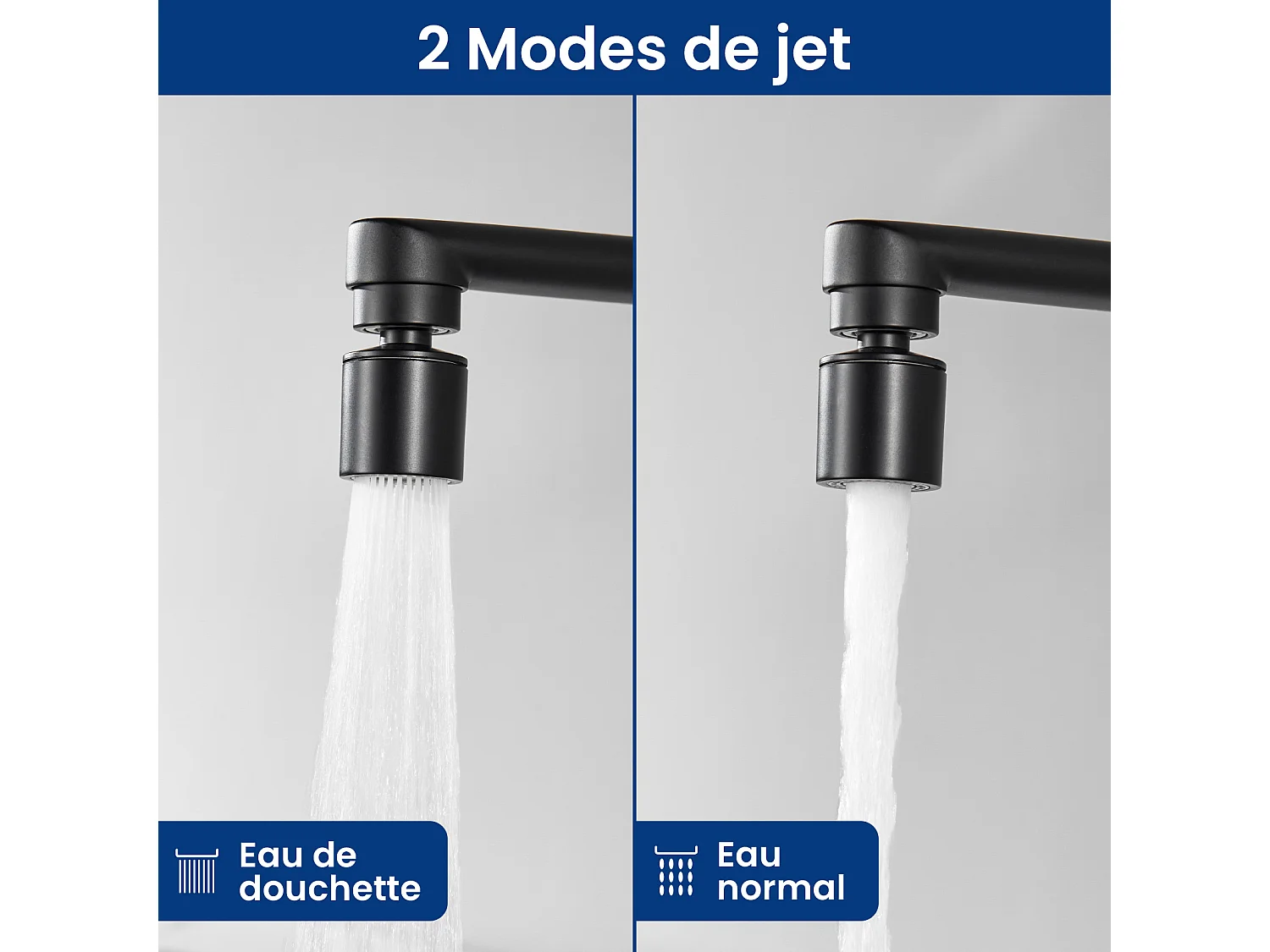 Cecipa max Miscelatore cucina a parete, Rubinetto lavabo a parete 2 getti, Miscelatore cucina girevole 360° Nero Rubinetti lavabo, modello EU