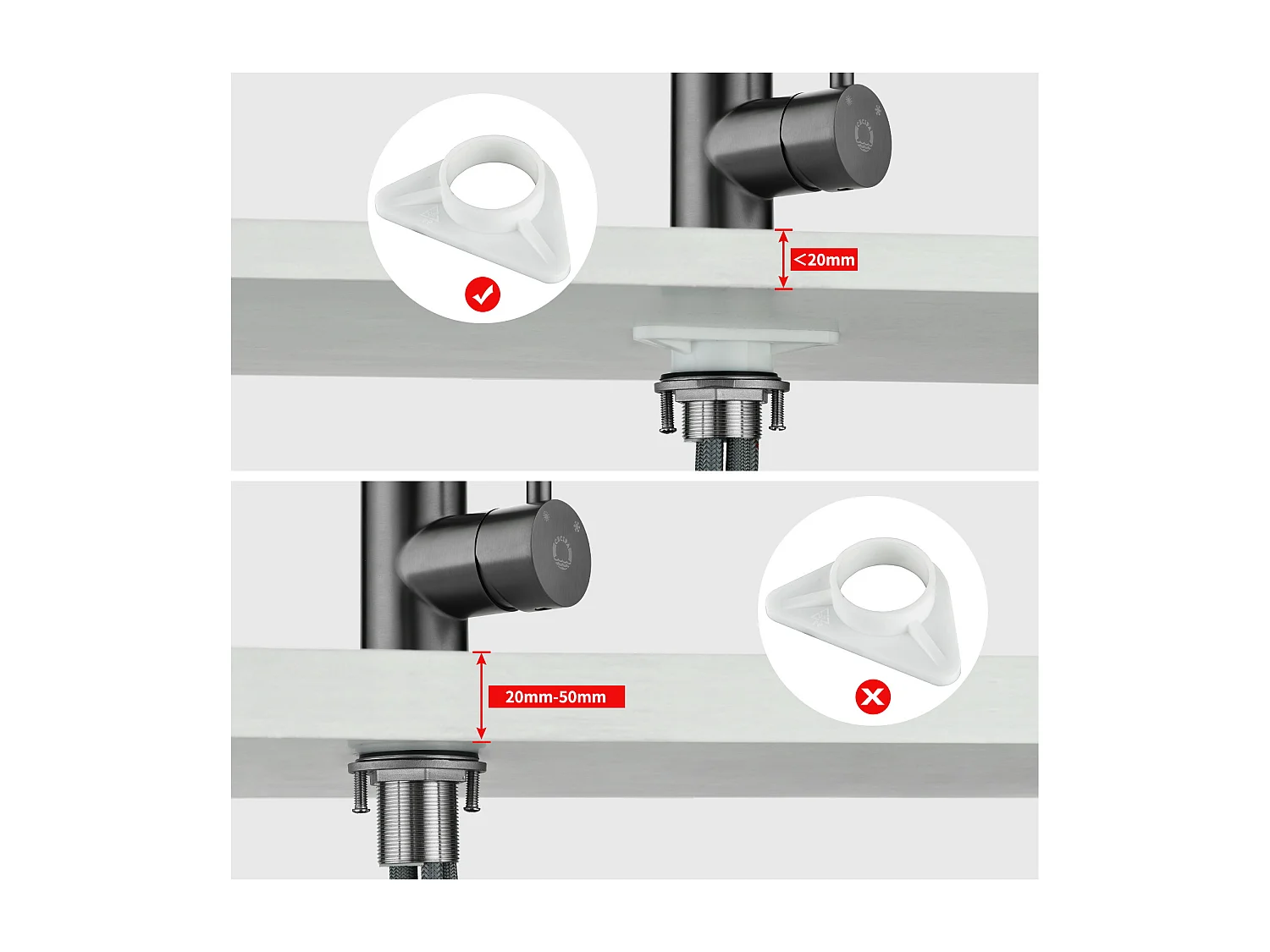 2PCS Cecipa MAX keukenkraan met spray, keukenmengkraan met uittrekbare spray, spoelbakkraan met 2 straalsoorten, 360 ° draaibaar, grijs zwart