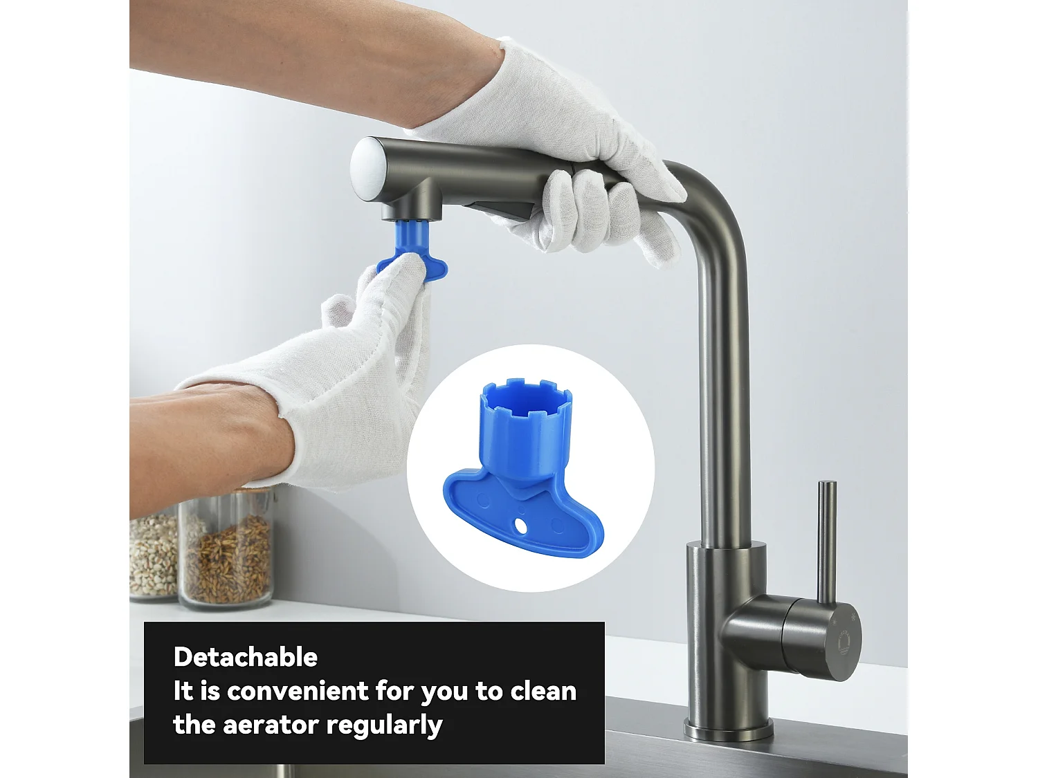 2PCS Cecipa MAX keukenkraan met spray, keukenmengkraan met uittrekbare spray, spoelbakkraan met 2 straalsoorten, 360 ° draaibaar, grijs zwart