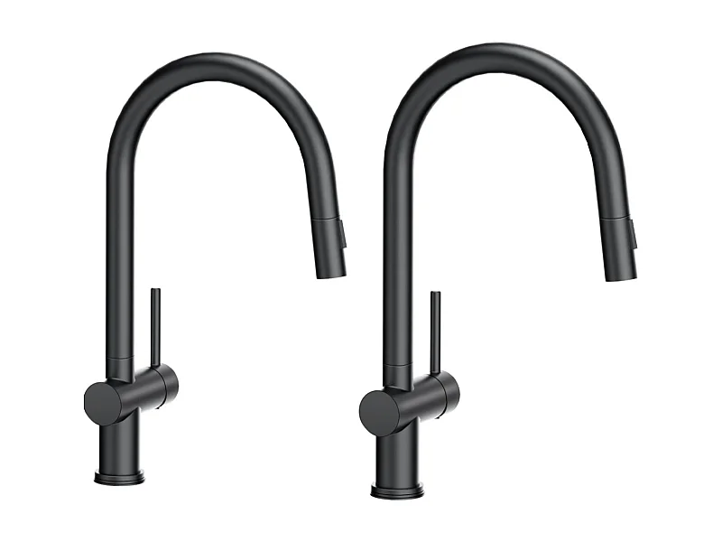 2 Stück CECIPA MAX Küchenmischbatterie mit ausziehbarer Brause, Küchenarmatur mit 2 Wassersprüharten, 360° drehbar, Spültischarmatur (schwarz)