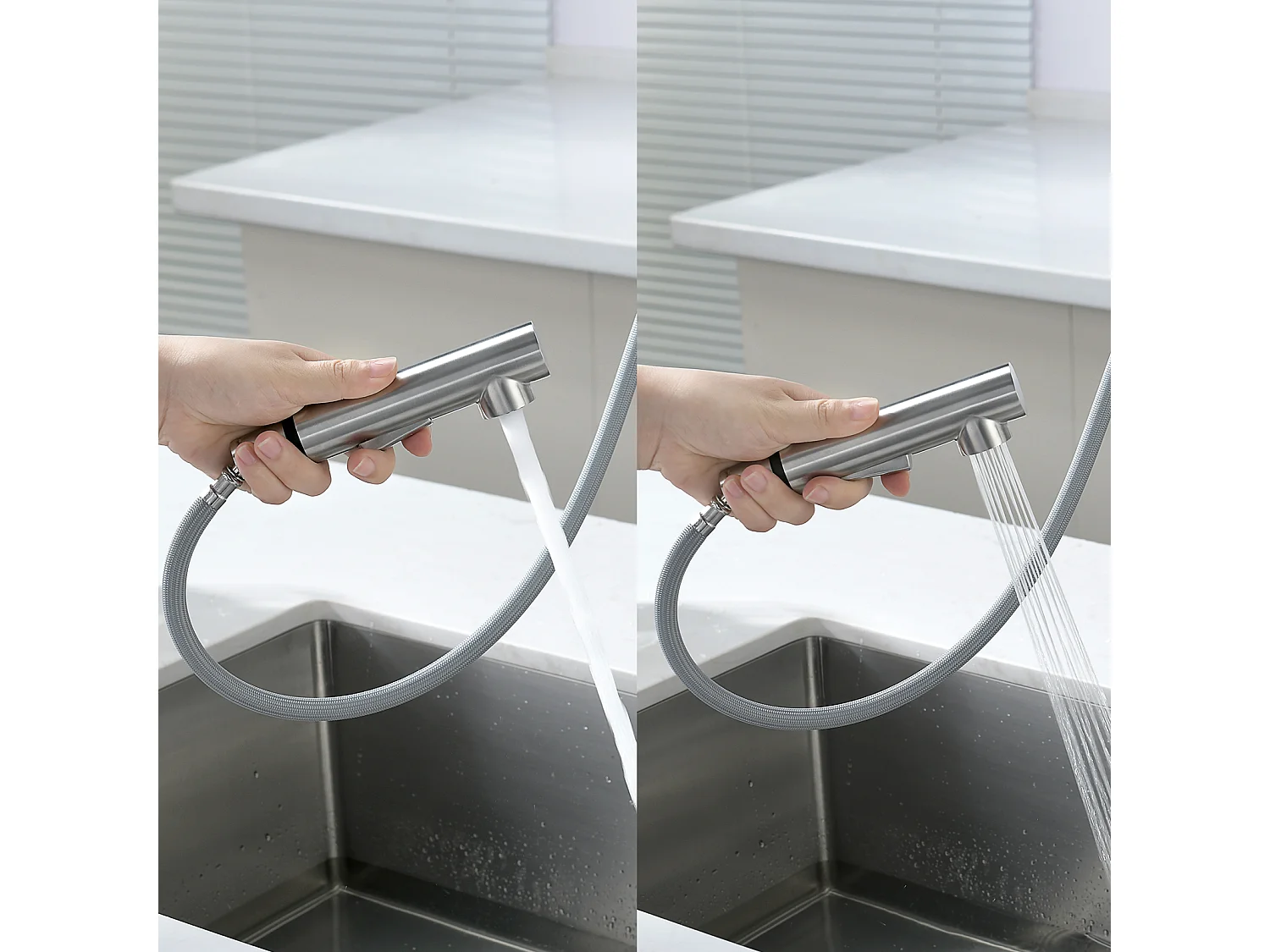 Cecipa max Miscelatore Cucina con Doccia Estraibile, Miscelatore 2 Getti, Miscelatore Lavello con Getto Estraibile, Spazzolato, Modello EU