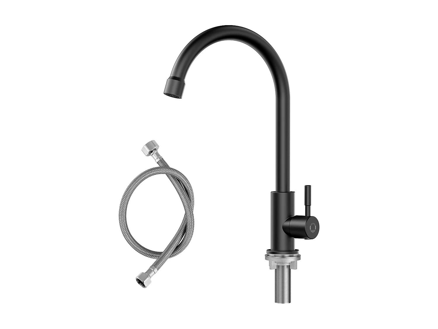 Cecipa max Grifo de Cocina Grifo de Agua Fría para Fregadero de Cocina - Grifo de Agua Fría - Giratorio 360° - Negro, Modelo EU