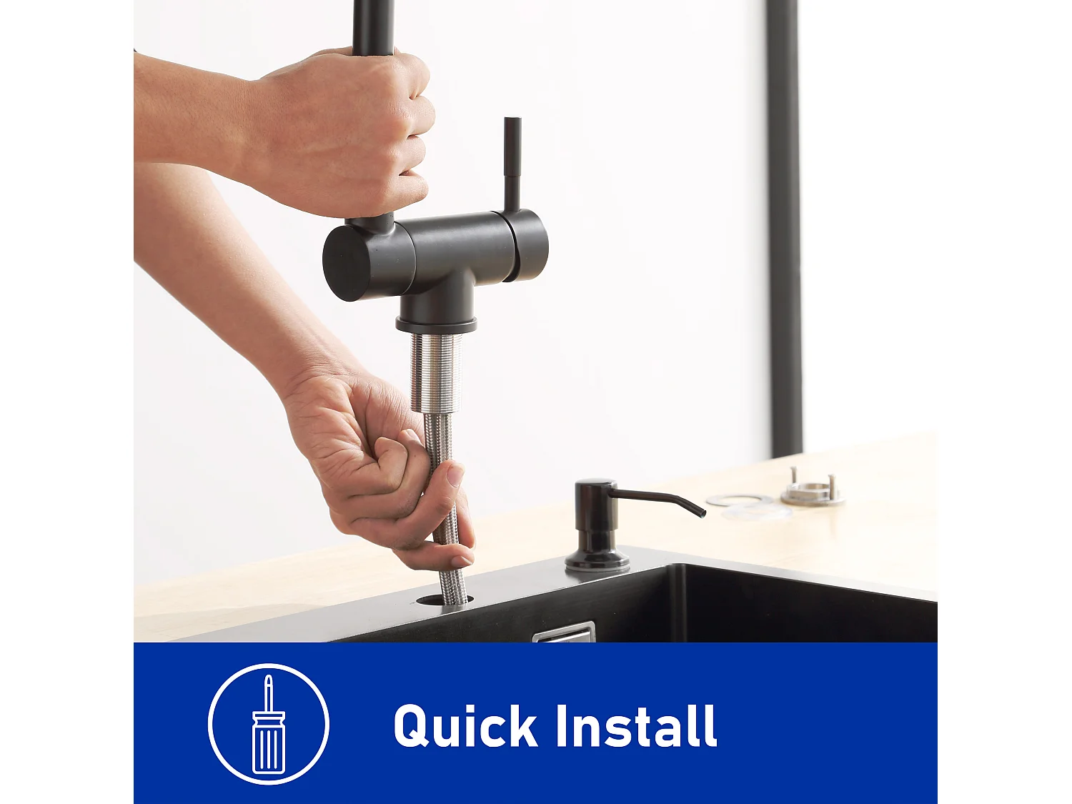 2PCS Cecipa max Zwart Pull-Down Keukenmengkraan Opvouwbare Kraan met 2 Sprays om uit te kiezen Onder Raam Keukenmengkraan met Draaibare Uitloop,EU Model