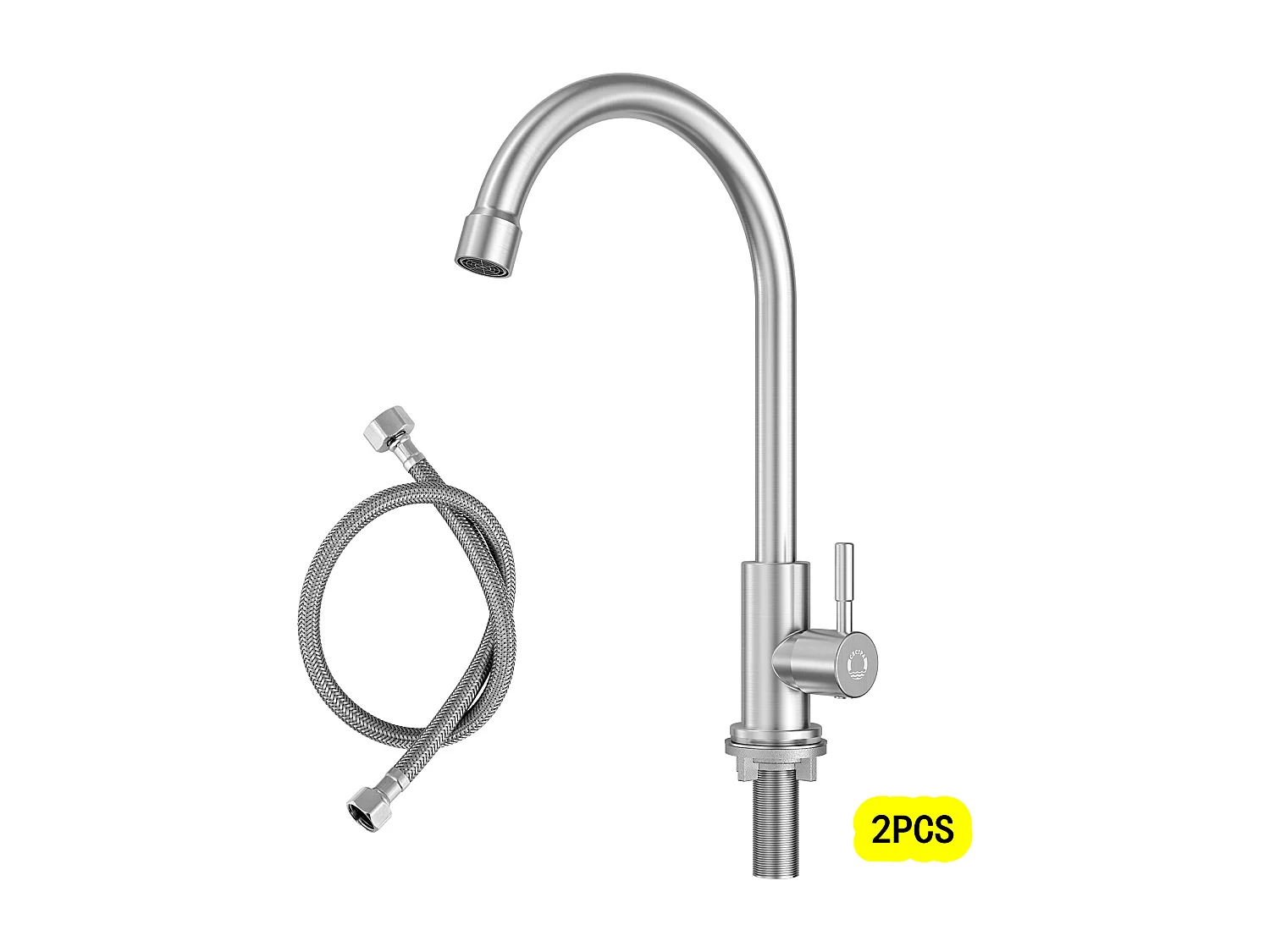 Cecipa max 2PCS Robinet d'eau froide pour évier de cuisine Robinet de cuisine - Robinet d'eau froide - Rotatif à 360° - Brossé,EU Modèle