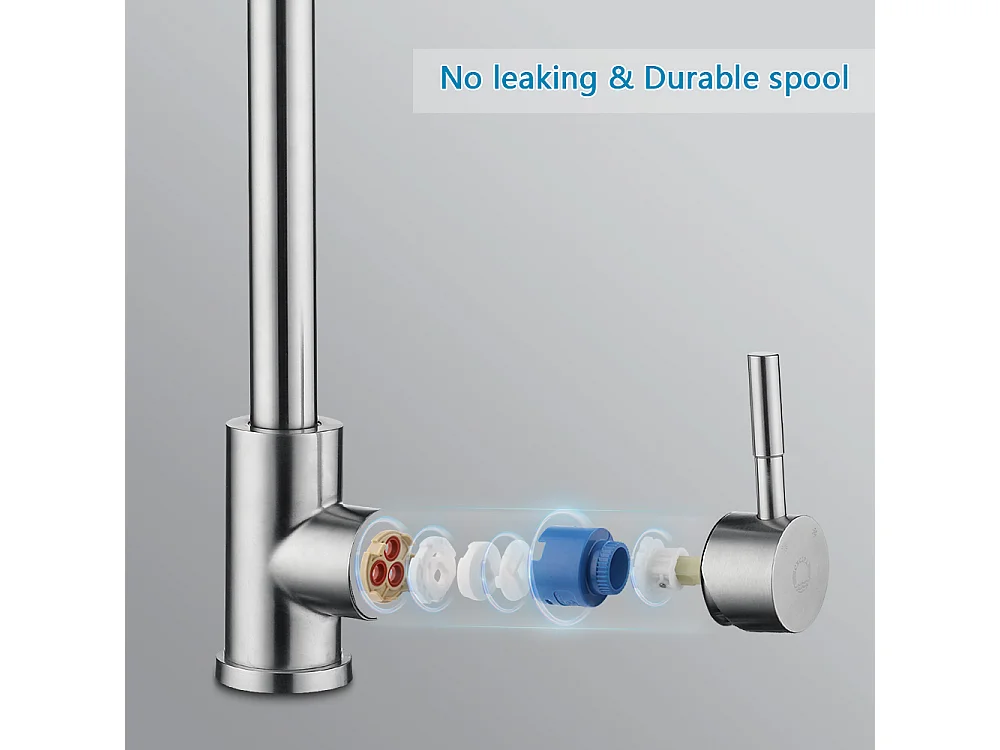 Cecipa max 2PCS keukenmengkraan met uittrekbare spray, 2 spuitmodi, 360 roterende geborstelde wastafelkraan, EU-model