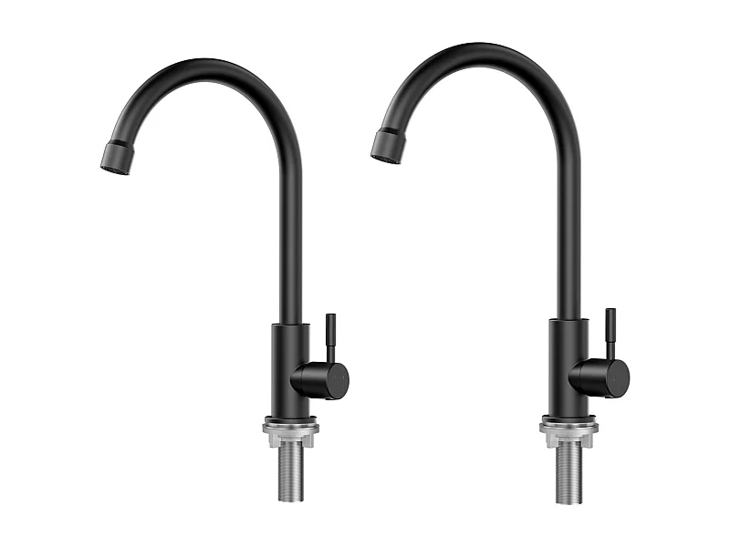 2PCS CECIPA MAX Grifo de cocina negro - Grifo de fregadero de cocina de agua fría - Acero inoxidable 304