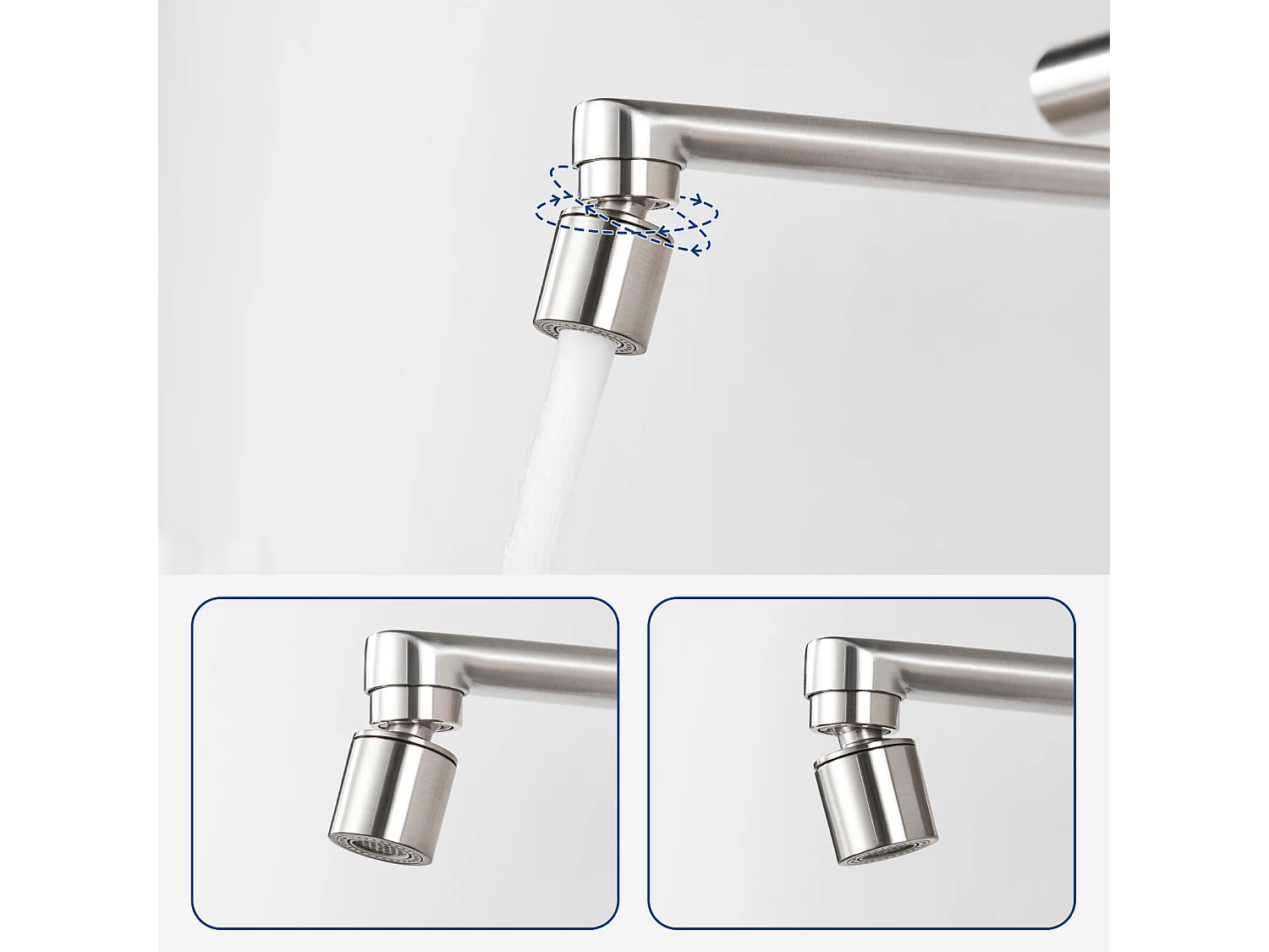 2PCS Cecipa MAX geborstelde wandgemonteerde keukenmengkraan, wandgootsteenkraan met 2 sprays, 360 ° draaibare keukenmengkraan wastafelkranen