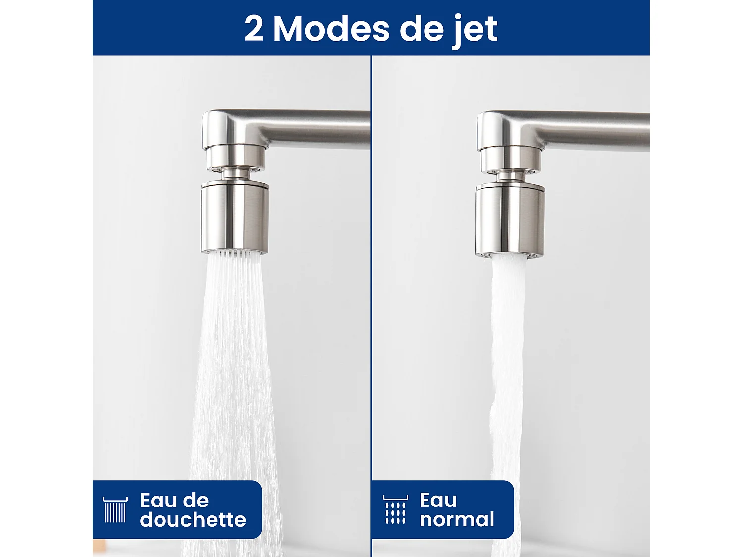 2PCS Cecipa MAX Miscelatore da cucina a parete spazzolato, rubinetto per lavabo a parete con 2 getti, rubinetti per lavabo da cucina girevoli a 360°