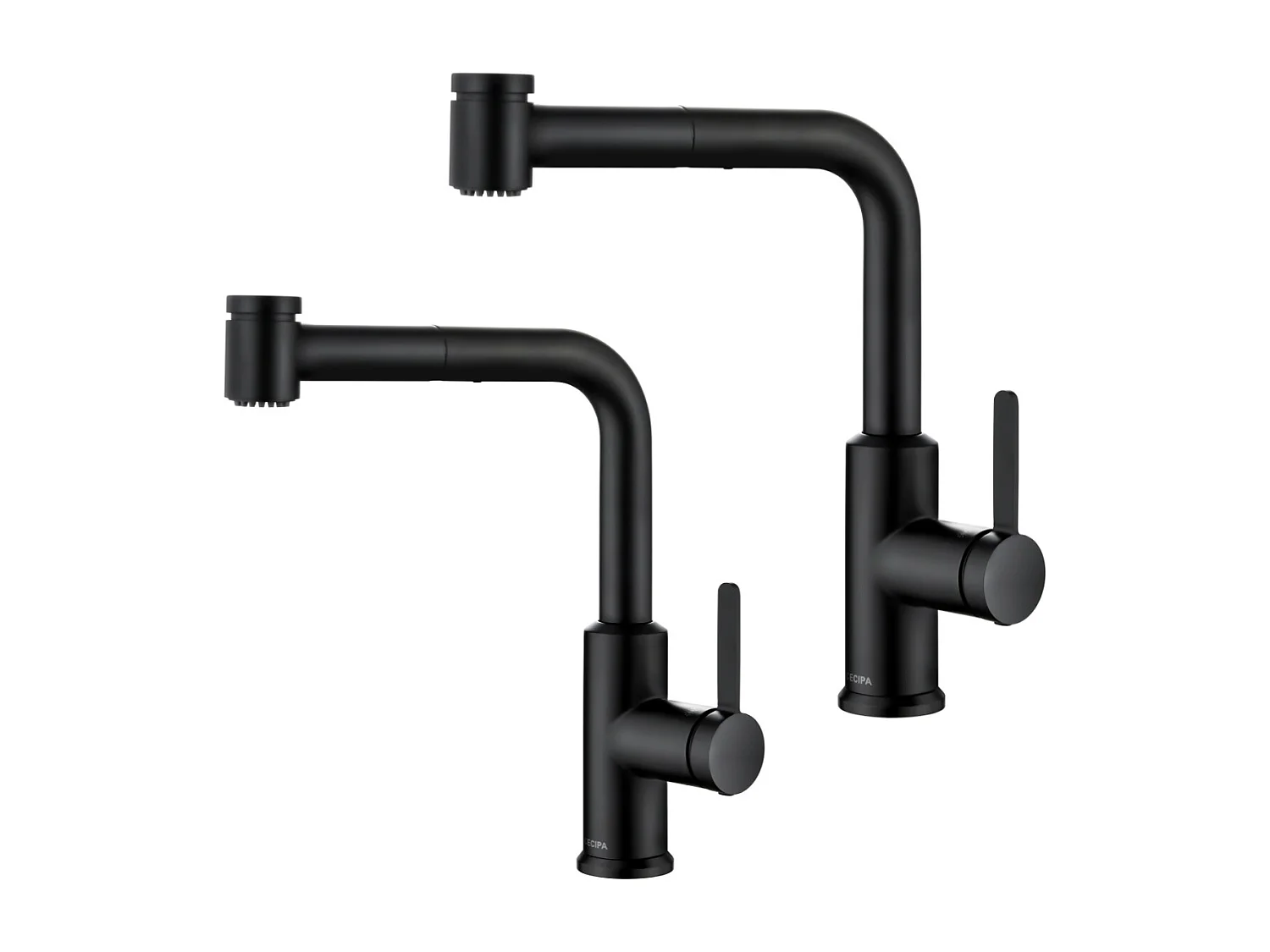 2PCS CECIPA MAX Mitigeur de Cuisine avec Douchette Extractible, Robinet d'évier Noir, Robinet d'eau Chaude et Froide, 2 Modes de Sortie D'eau