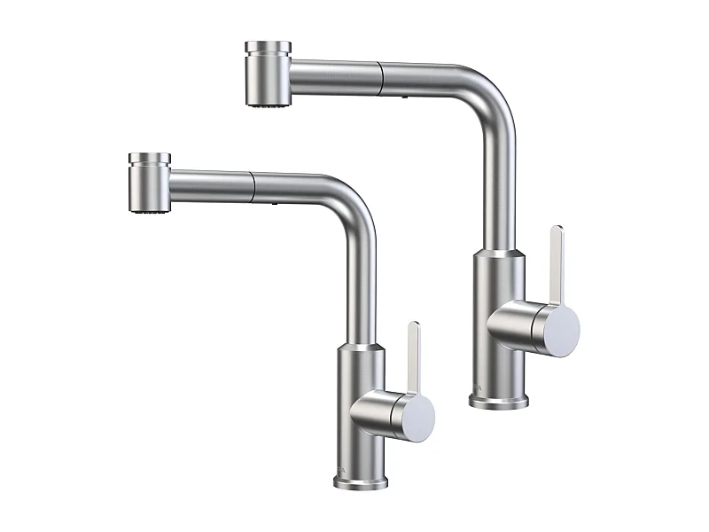 2PCS CECIPA MAX Mitigeur de Cuisine avec Douchette Extractible, Robinet d'évier Brossé, Robinet d'eau Chaude et Froide, 2 Modes de Sortie D'eau