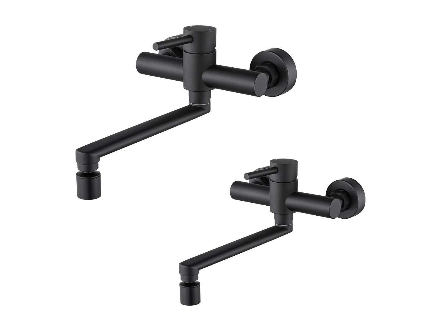 Miscelatore Cucina a Parete Cecipa MAX, Rubinetto per Lavabo a Parete con 2 Getti, Rubinetto per Lavabo Cucina Girevole a 360° Nero