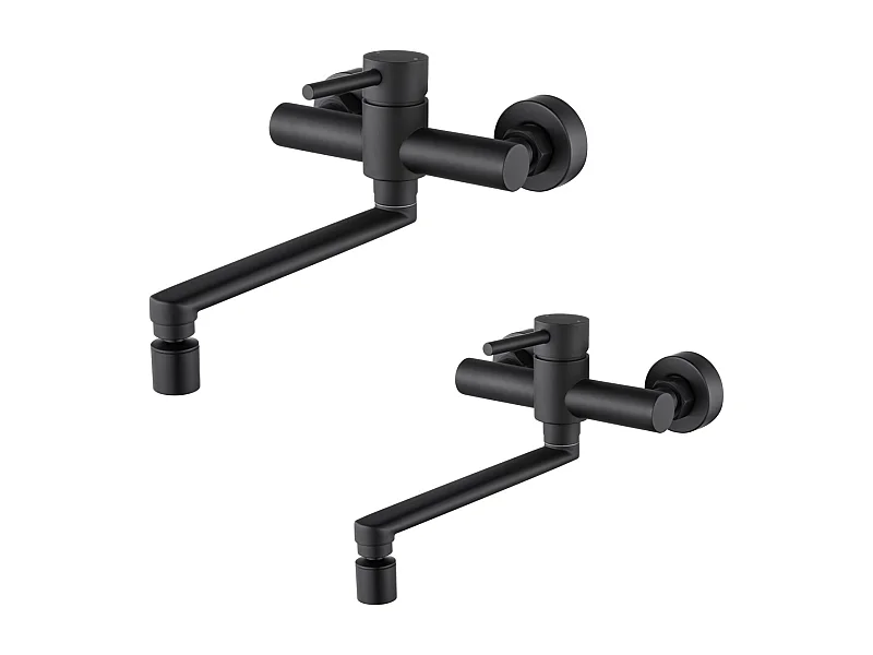 2PCS Cecipa MAX Mitigeur de Cuisine Mural, Robinet Evier Mural avec 2 Jets, Noir Mitigeur Cuisine Pivotant à 360° Robinetterie d'évier