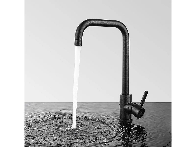 Cecipa max Mitigeur de Cuisine en Inox Noir étoilé - Robinet Cuisine avec Bec Haut et Incurvé,  Mitigeur d'évier d'eau chaude et froide,EU Modèle