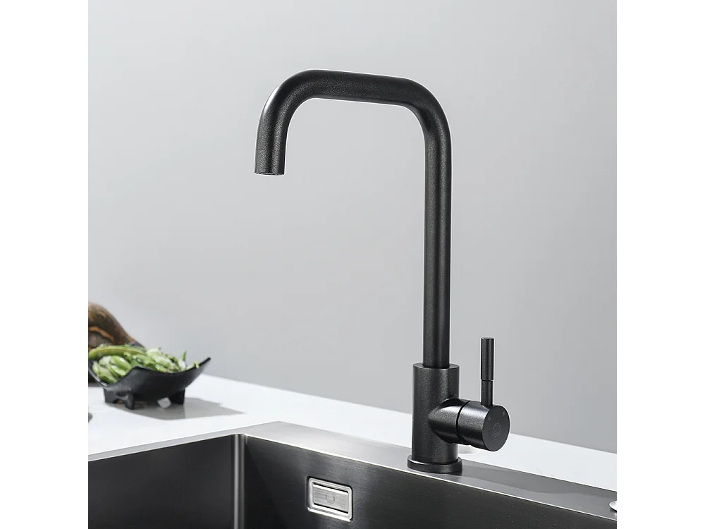 Cecipa max Mitigeur de Cuisine en Inox Noir étoilé - Robinet Cuisine avec Bec Haut et Incurvé,  Mitigeur d'évier d'eau chaude et froide,EU Modèle